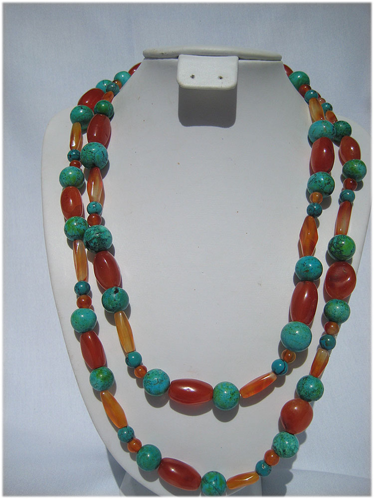 Carnelian and turquoise necklace
