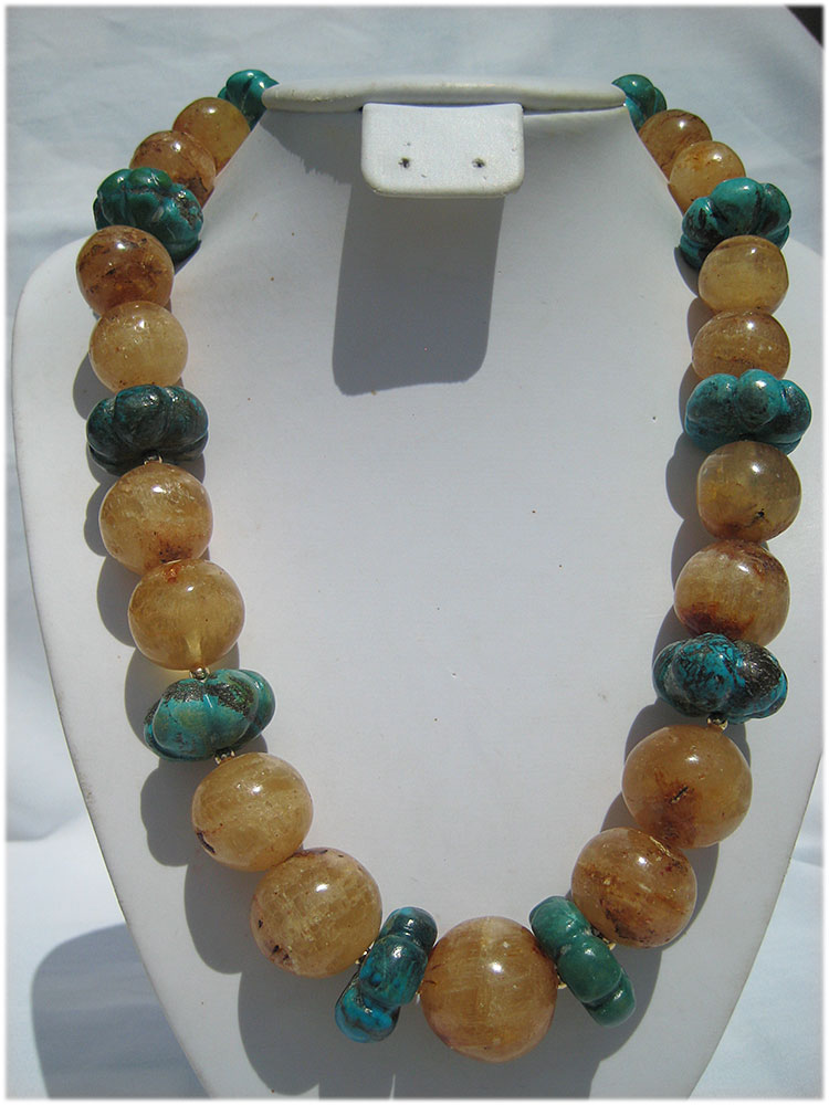 Stunning amber and turquoise necklace